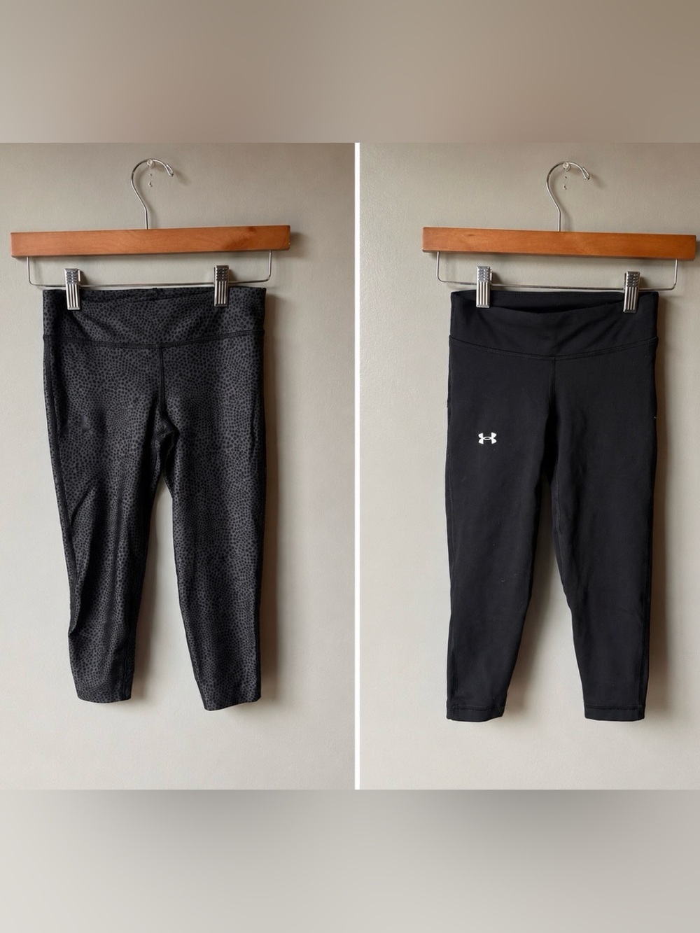 2 Pair Under Armour Cropped Leggings Athletic Workout Bundle